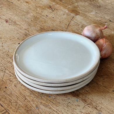 Set of 4 White Small Plates - Stoneware
