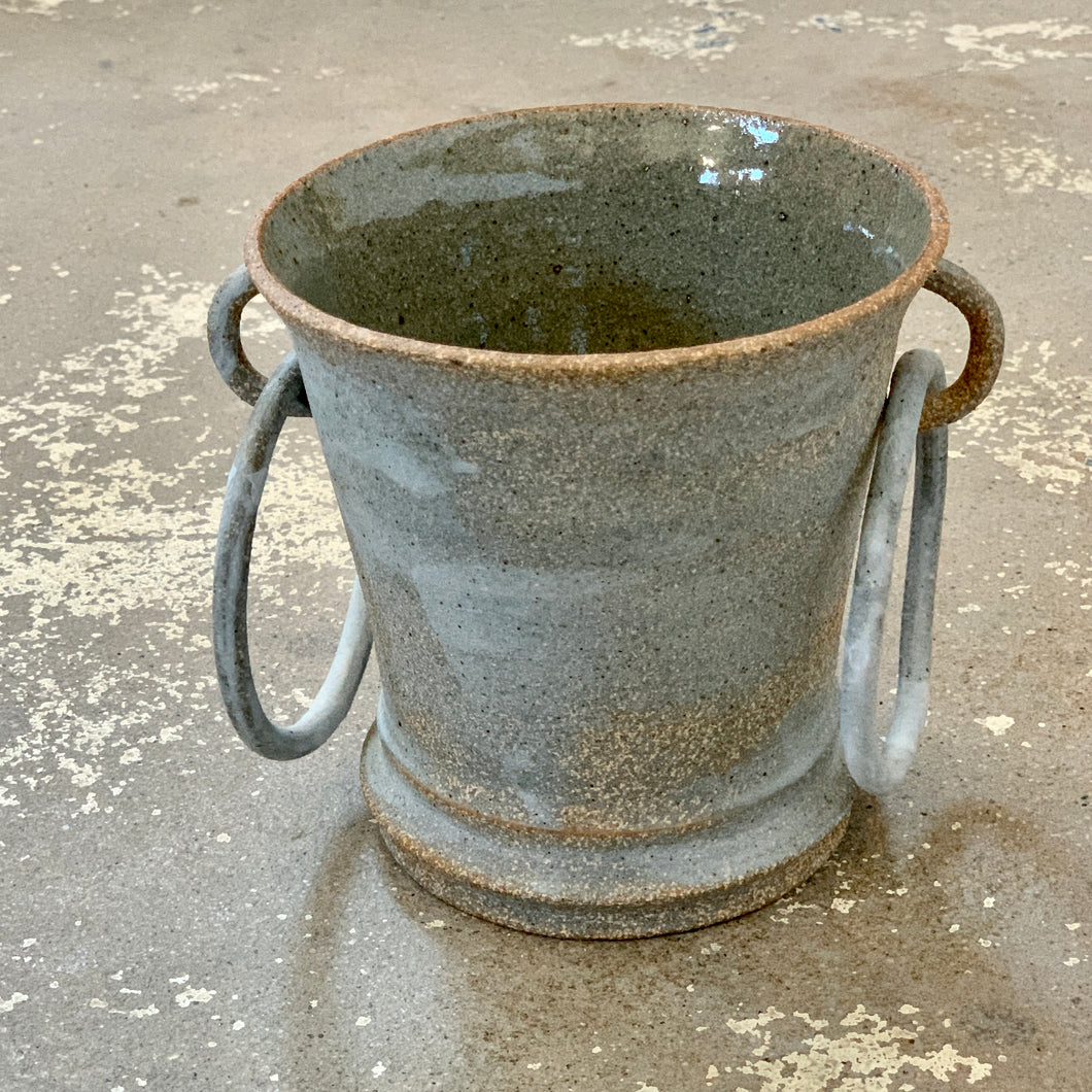 Grey Planter with Rings