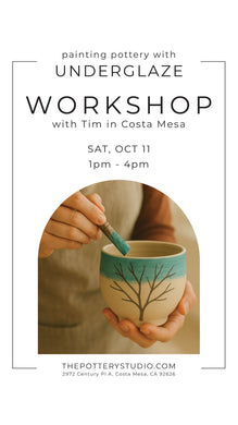 WORKSHOP: Painting Pottery With Underglaze - Saturday October 11th 1pm-4pm