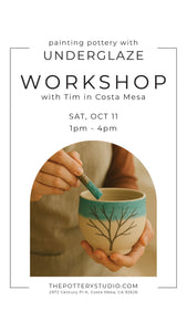 WORKSHOP: Painting Pottery With Underglaze - Saturday October 11th 1pm-4pm